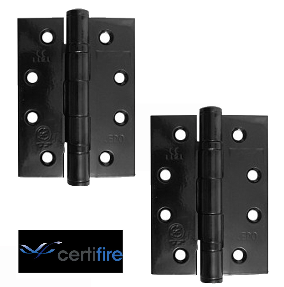 Black Stainless Steel 4" Grade 13 Ball Bearing Fire Door Butt Hinges